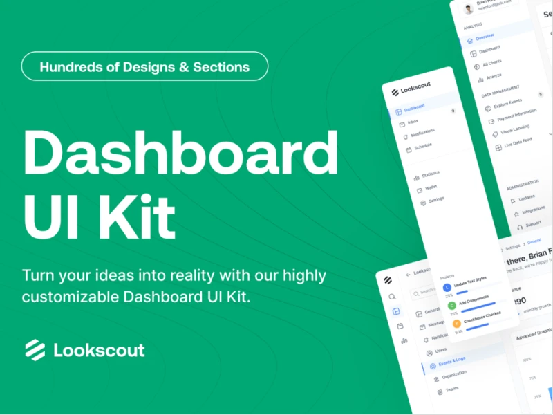 Lookscout 多用途成套Dashboard UI & 设计系统，一站式解决Dashboard设计问题！ figma格式