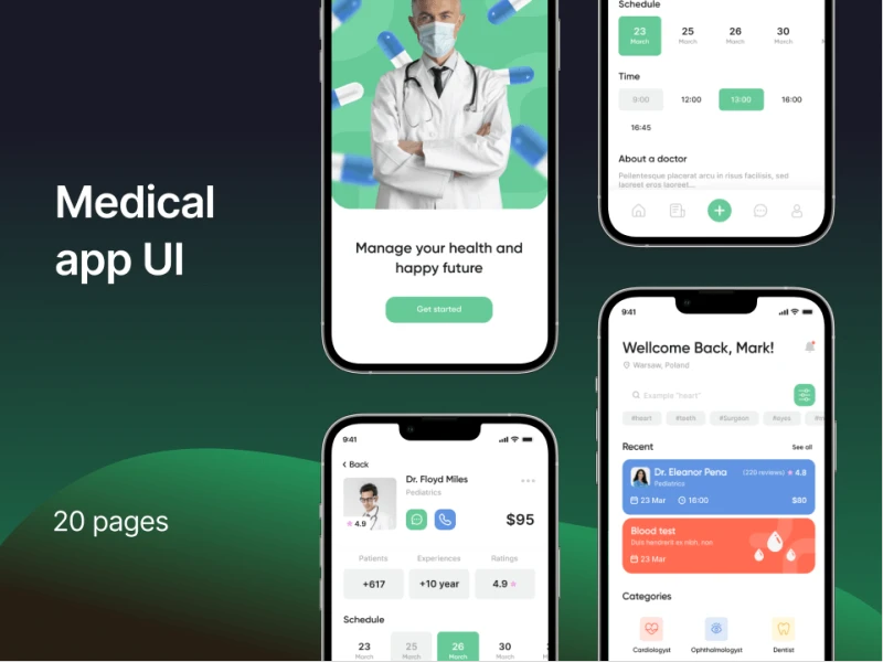 医疗App UI，为您提供更加专业的医疗服务！ figma格式