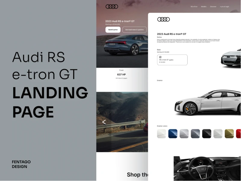 2023 Audi RS e-tron® GT网站落地页UI设计 - 现代科技感的Audi网站UI素材下载 figma格式