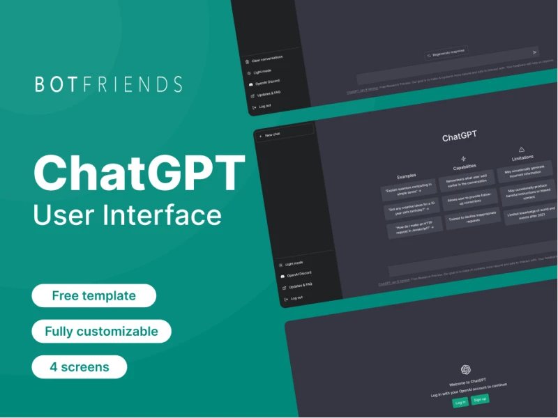 ChatGPT界面UI设计 - 简洁高效的聊天机器人UI素材下载 figma格式