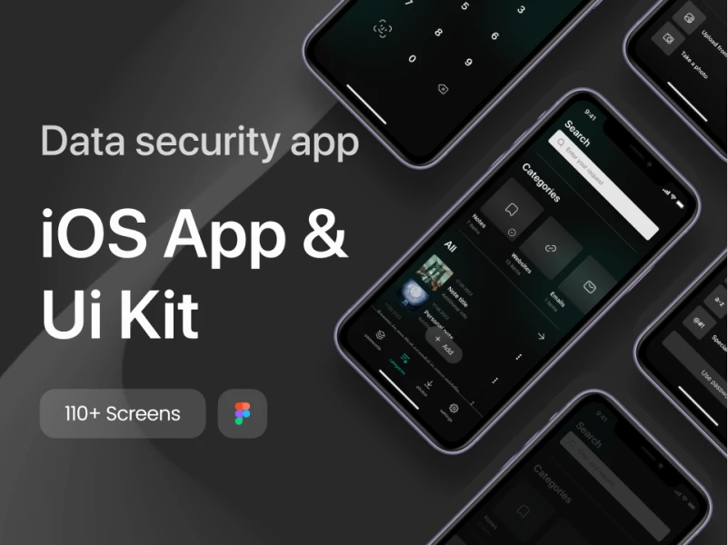 数据安全app: 数据安全保障的app UI设计 figma格式