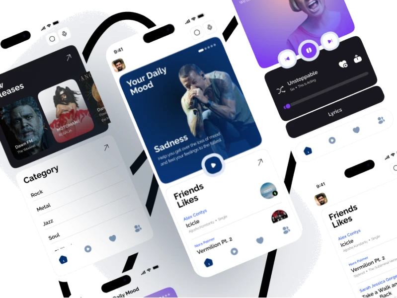 音乐app: 美观易用的音乐app UI设计 figma格式
