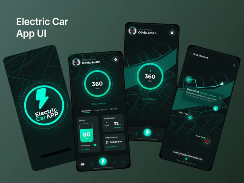 汽车充电控制app: 智能便捷的汽车充电控制app UI设计 figma格式