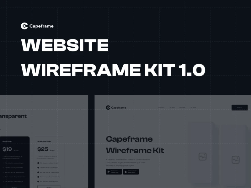 Capeframe: 网页线框图原型设计工具包，快速设计网页原型 figma格式