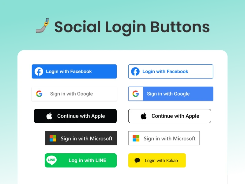 社交媒体登录按钮: 社交媒体登录按钮设计，方便用户快速登录 figma格式