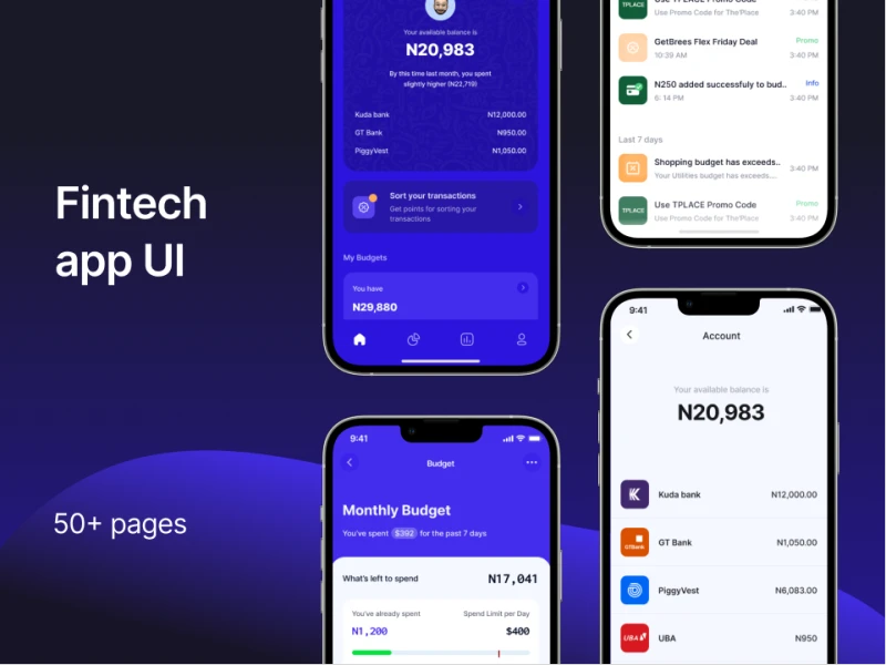 金融支付app UI: 现代化的金融支付app UI设计，为用户提供更好的支付体验 figma格式