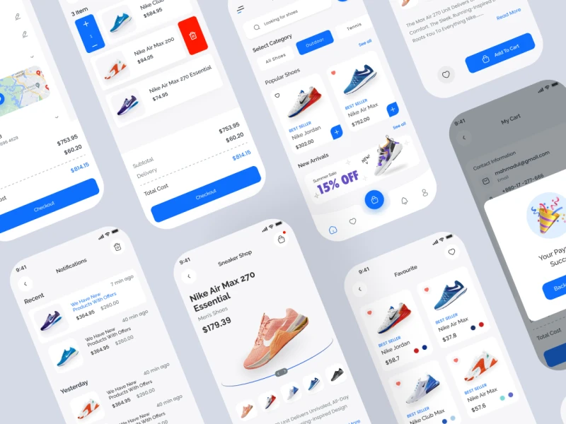 鞋类电商app UI - 时尚、简洁的鞋类电商应用UI figma格式