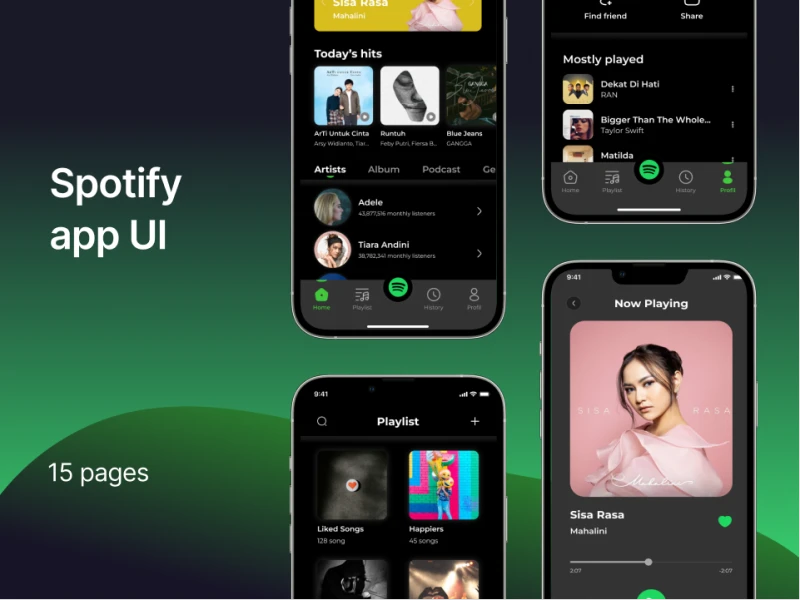 音乐app Spotify UI Redesign - 创新的音乐app UI设计 figma格式