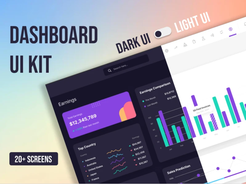 明暗2个dashboard UI设计 - 明暗调的dashboard UI设计 figma格式