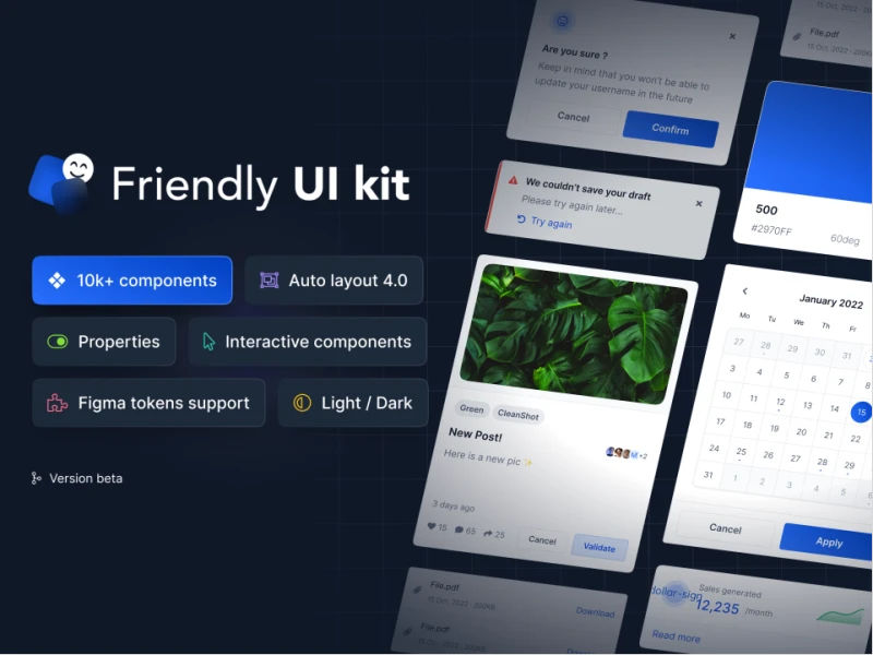 Friendly UI 设计系统 - 友好易用的UI设计系统素材 figma格式