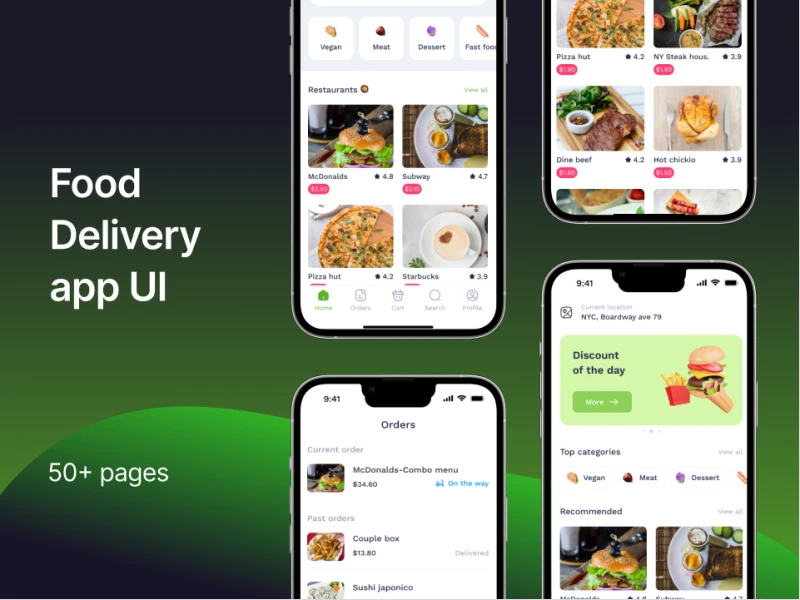 外卖app UI设计素材下载 - 便捷的外卖订餐UI界面设计 figma格式