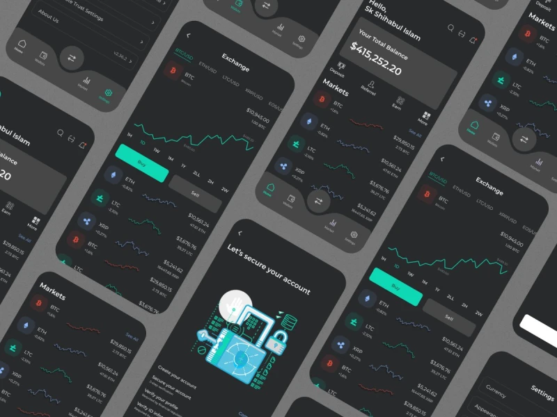 数字加密货币钱包app UI设计素材下载 - 加密货币钱包主题UI设计素材 figma格式