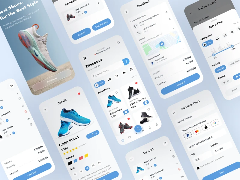 鞋类电商app UI设计素材下载 - 鞋类电商主题UI界面设计 figma格式