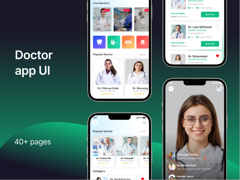 成套医疗app UI设计素材下载 - 医疗健康主题UI界面设计 figma格式