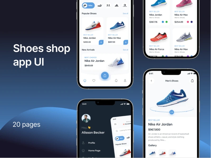 鞋类电商app UI设计素材下载 - 鞋类电商主题UI界面设计 figma格式