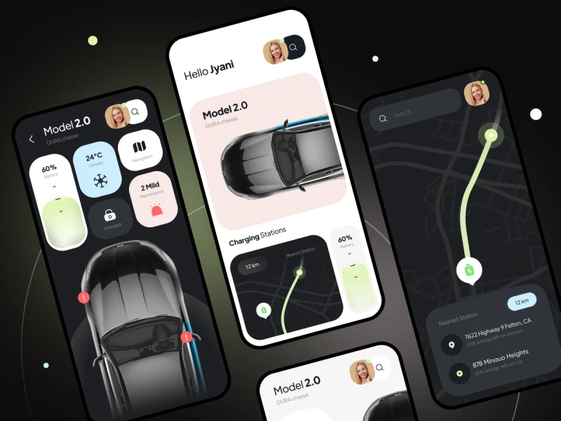 汽车控制App UI素材下载 - 简约清新，实用设计 figma格式