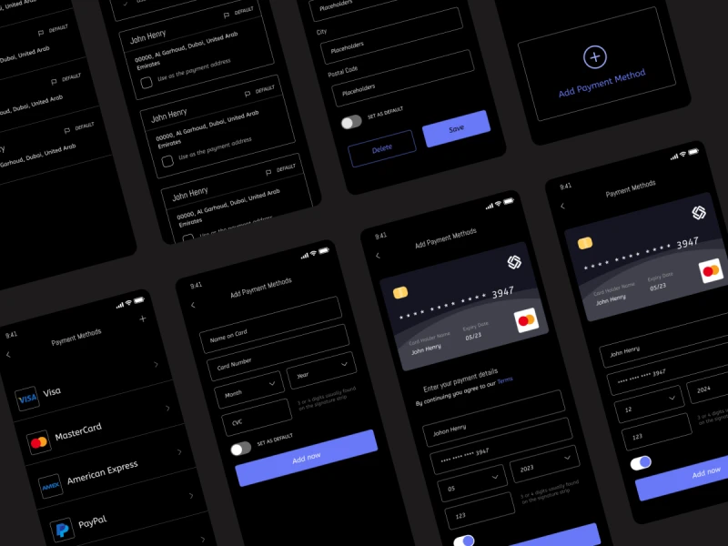 深色金融支付App UI素材下载 - 精致高端，现代感设计 figma格式