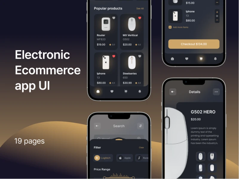 黑金风格数码3C电商App UI素材下载 figma格式