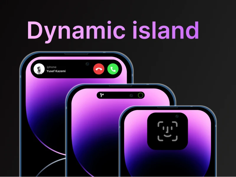 iPhone 14 Pro Sample Mockup & Dynamic Island UI: iPhone 14 Pro样机mockup及动态灵动岛UI设计 figma格式