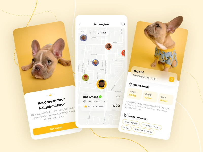 3种颜色主题的宠物app ui设计下载 figma格式