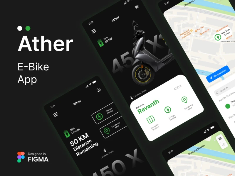 电动自行车app ui设计素材免费下载 figma格式