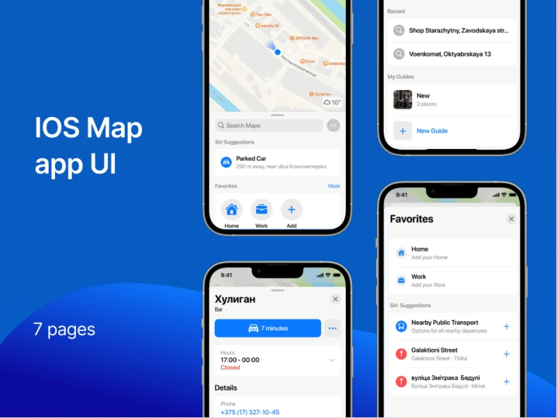 Apple iOS系统地图app ui设计素材免费下载 figma格式