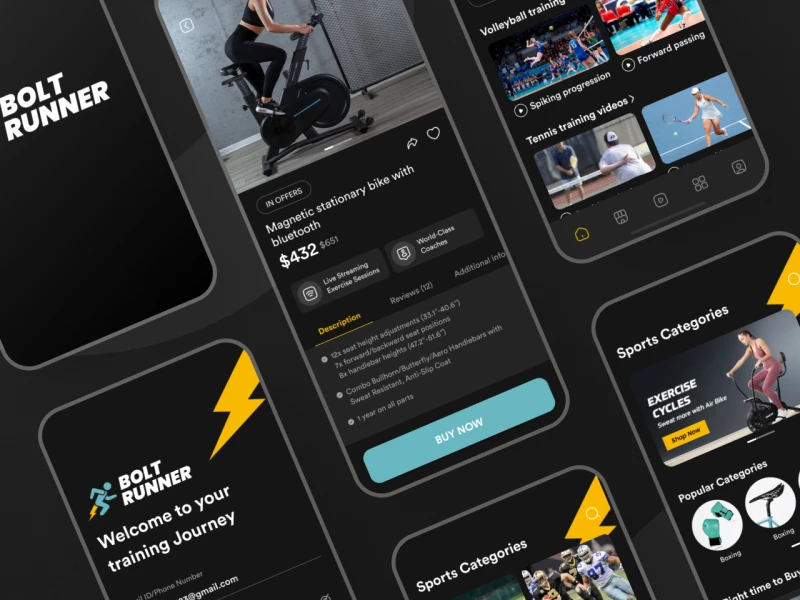 Bolt Runner健身app ui设计素材免费下载 figma格式