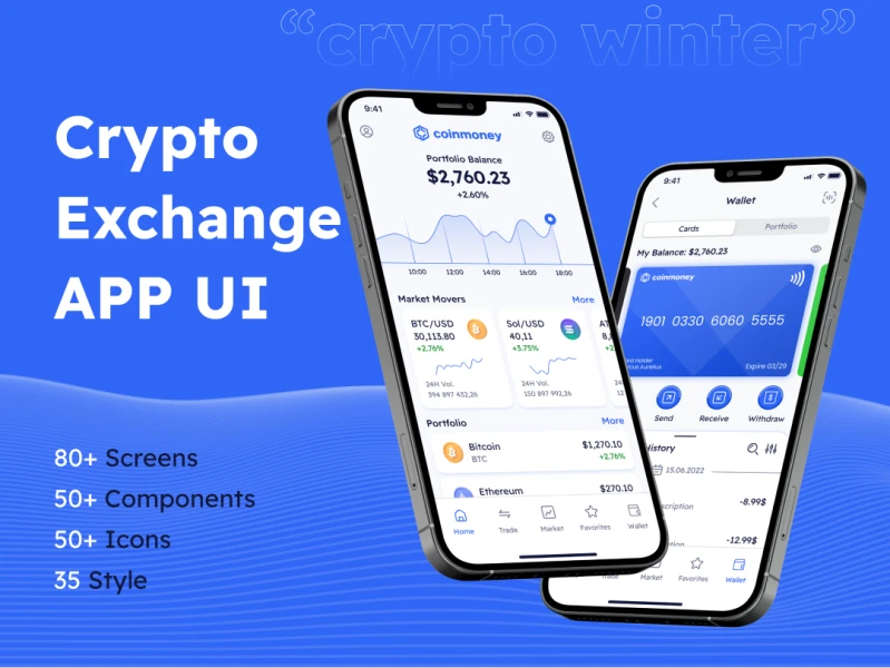 CryptoExchange加密货币交易平台App UI设计素材下载 figma格式