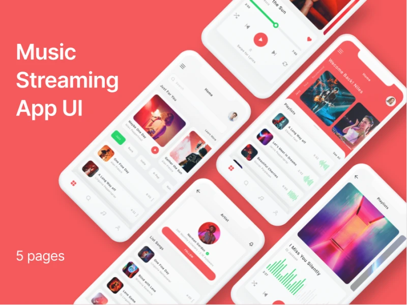 音乐音频app ui：华丽的音频播放器，为您带来优质音乐体验 | 下载素材 figma, xd, sketch, psd格式