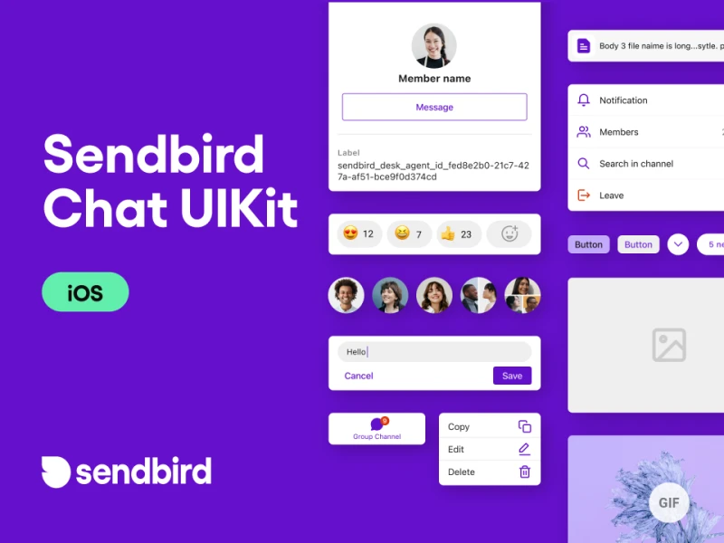 Sendbird Chat UIKit iOS聊天App UI素材下载 figma格式