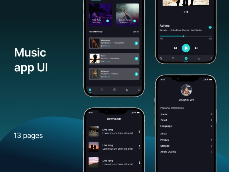 音乐App UI设计素材下载 - 享受优质音乐 figma格式
