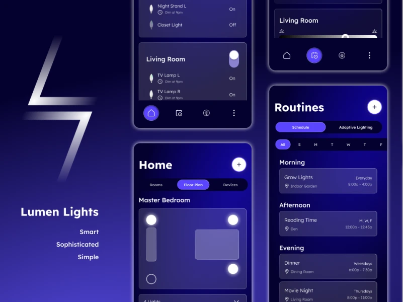 Lumen light UI kit智能灯具应用和手表应用UI素材下载 figma格式