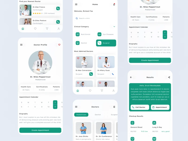 医疗app ui: 医疗应用UI设计，提高用户就医效率 figma格式