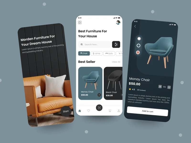 家具app ui: 家具电商应用UI设计，提供愉悦购物体验 figma格式