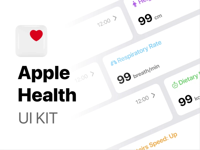 苹果健康应用UI设计：Apple Health 苹果健康app ui设计系统 下载 figma格式