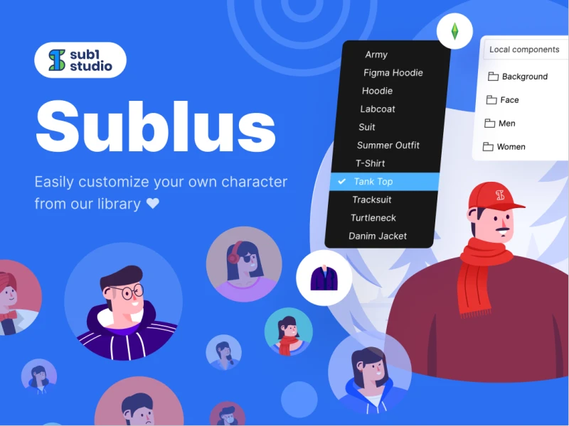 SUBLUS 插画生成工具包UI Kit：SUBLUS插画生成UI工具包，让您的设计更富创意 figma格式