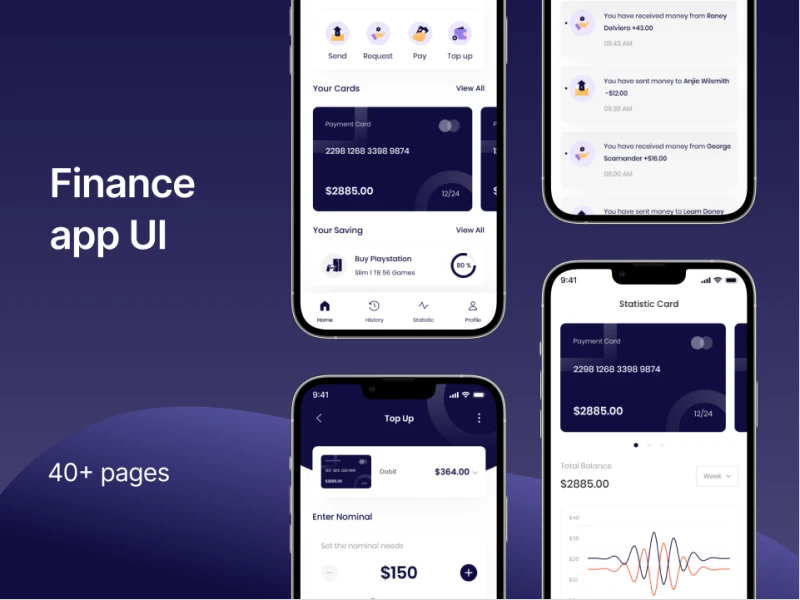 金融app ui: 适用于各种金融应用的UI设计，包含交易、账户管理等多种功能素材下载 figma格式