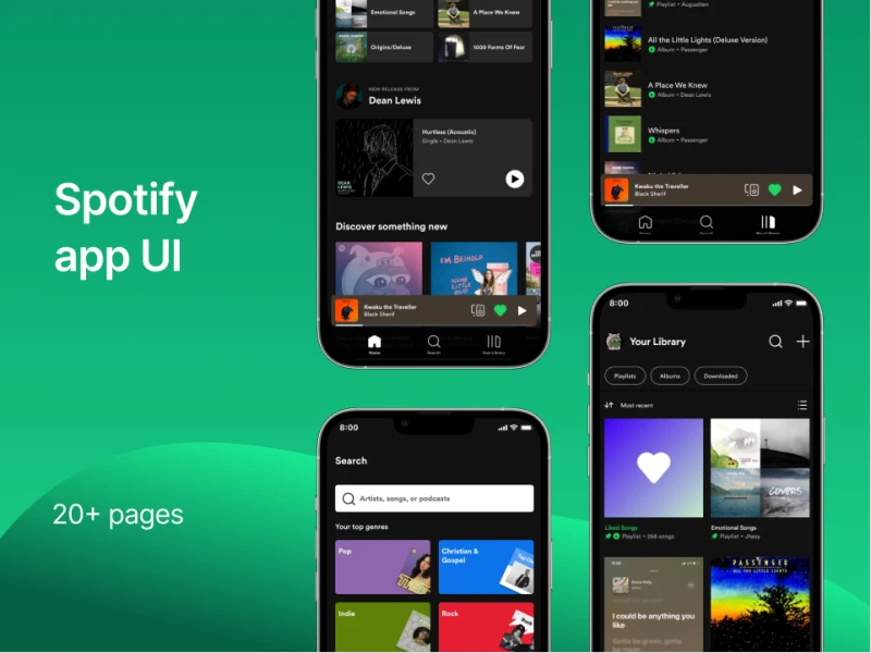 Spotify音乐app：全新升级版的音乐播放UI设计素材下载 figma格式