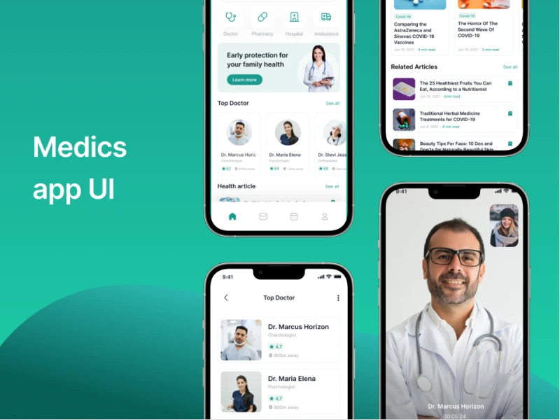医院医疗App UI设计：专业的医院医疗App UI设计，提供全面的医疗服务素材下载 figma格式