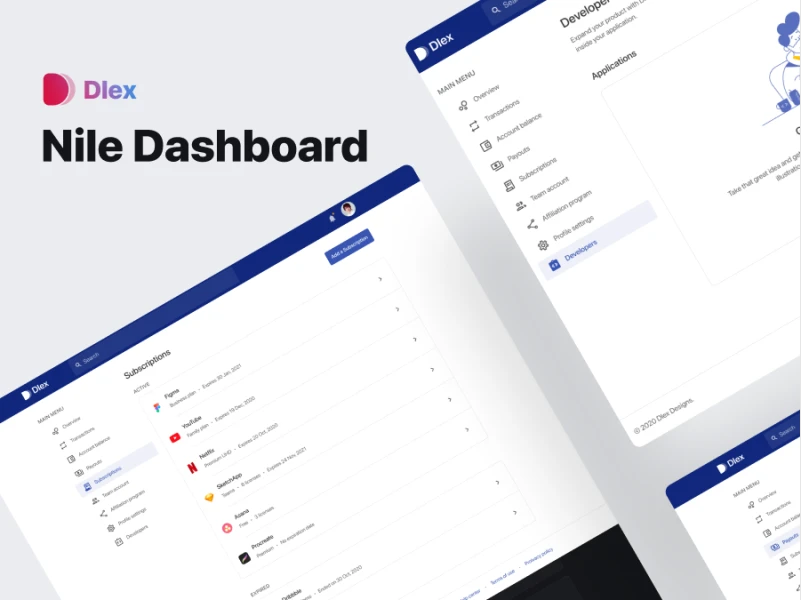 Nile Dashboard UI & 简洁Web设计系统：简约风格的仪表盘UI设计和Web页面设计系统 figma格式