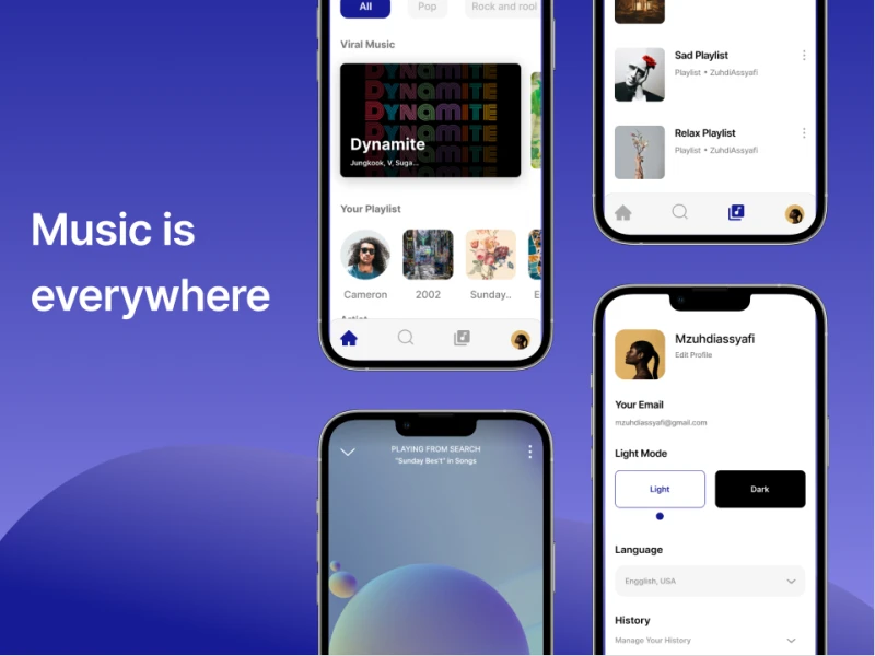 简洁音乐app UI - 免费下载简洁音乐UI素材 figma格式