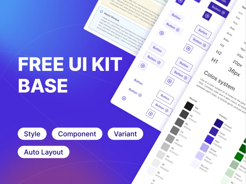 UI KIT BASE 简洁UI设计系统 - 免费下载简洁UI KIT BASE素材 figma格式