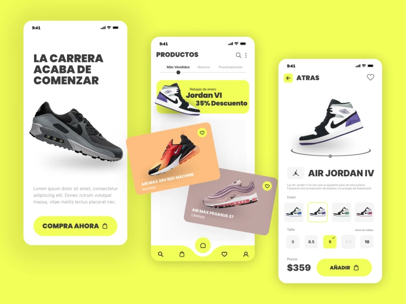 鞋类电商app UI，炫酷的UI设计，提供优质的购物体验素材下载 figma格式