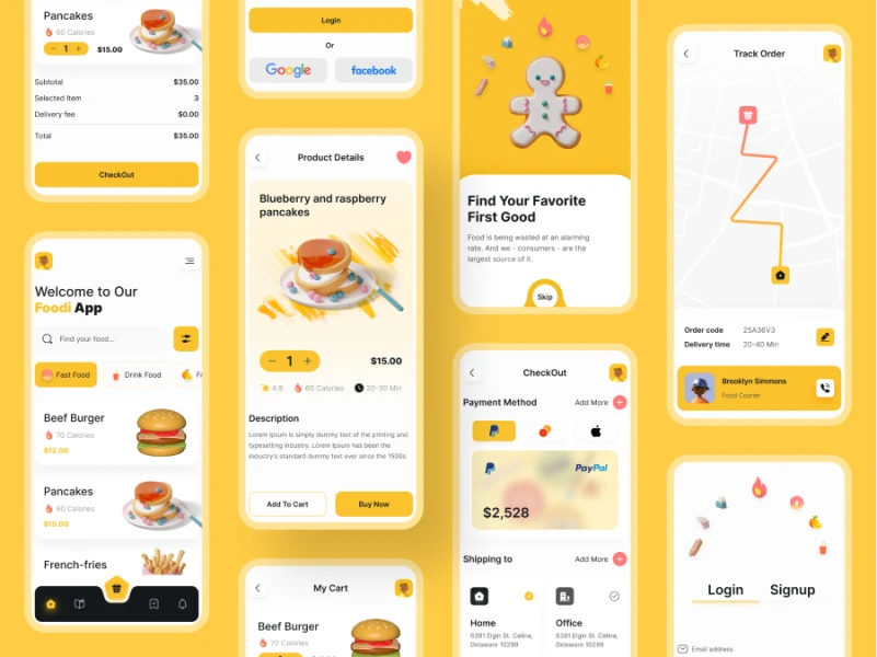 美食外卖App UI素材下载 - 极简设计，让用户食欲大开 figma格式