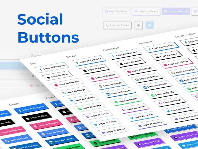 Figma变体社交媒体按钮样式下载，助你快速实现社交媒体按钮设计 figma格式