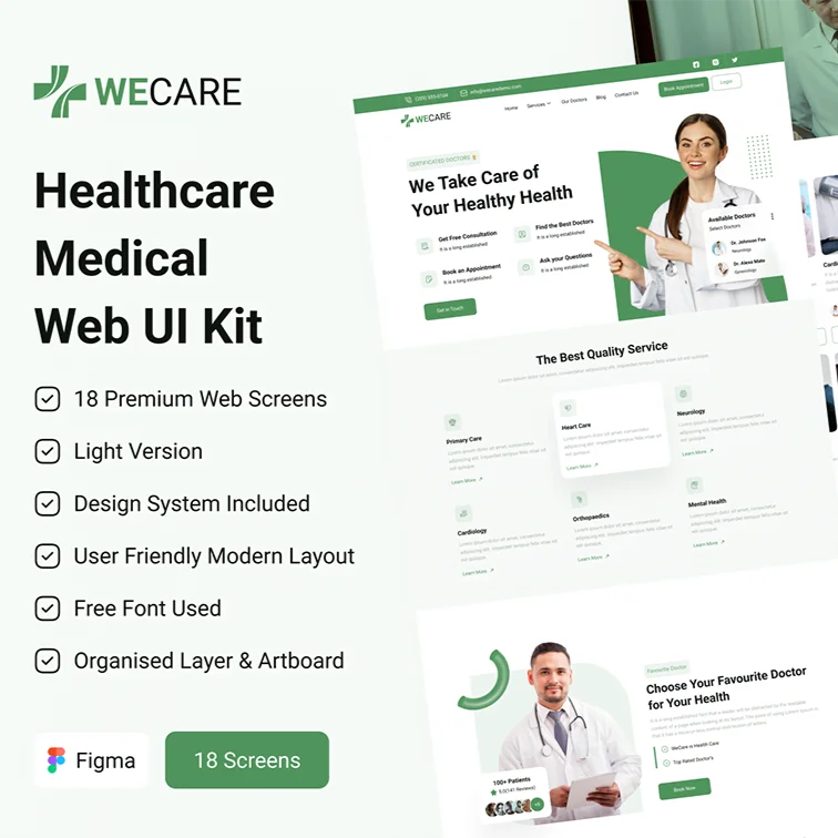 Healthcare Medical Web UI Kit Figma源文件缩略图到位啦UI