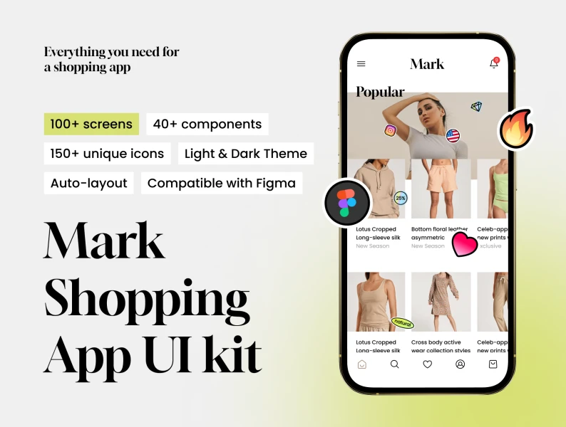 Mark购物应用UI工具包 Mark Shopping App UI kit figma格式