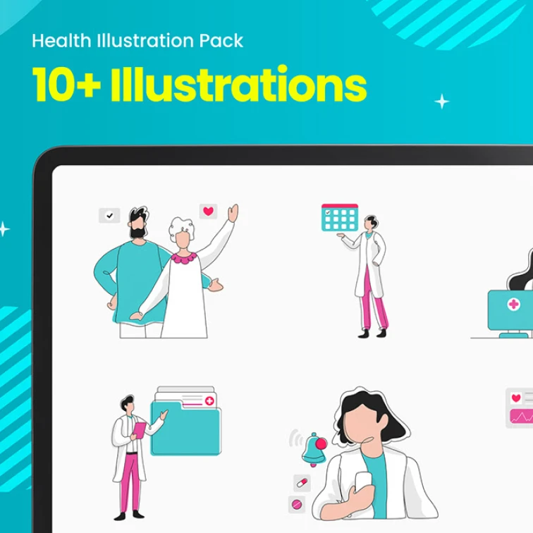 Healthcare Illustration Pack 插画缩略图到位啦UI