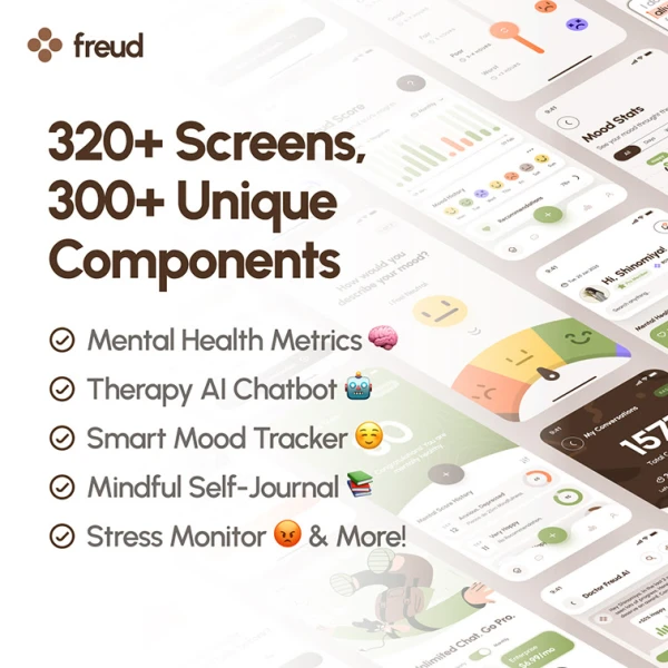 freud UI Kit: AI心理健康应用 Figma源文件