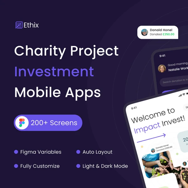 Ethix App - 投资科技金融UI设计套件Figma 源文件Blender Figma